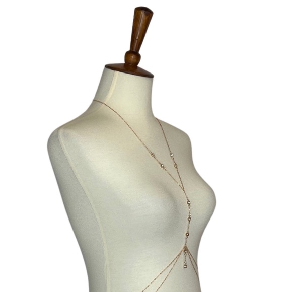 Boho Gold and Crystal Body Harness Jewelry - Picture 10 of 12